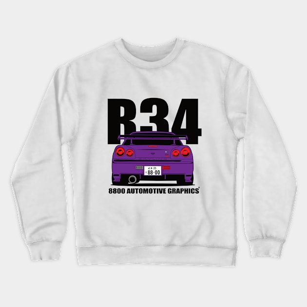 Nissan Skyline R34 GTR Purple Version Crewneck Sweatshirt by 8800ag